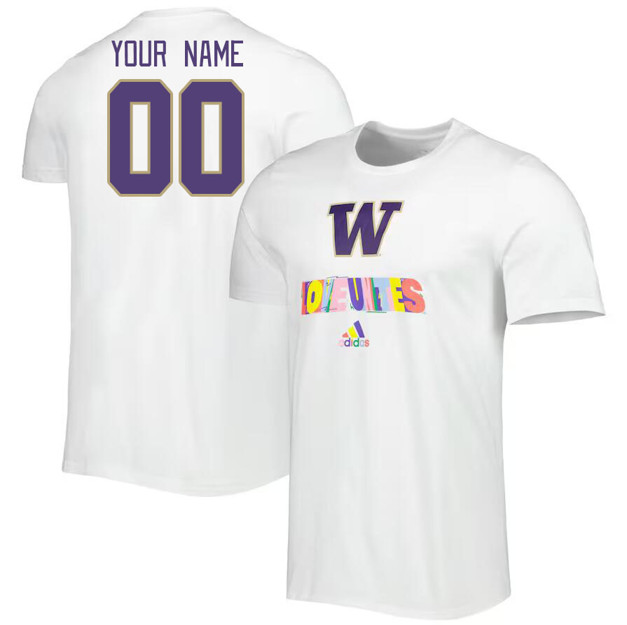Custom Washington Huskies Name And Number College Tshirt-White